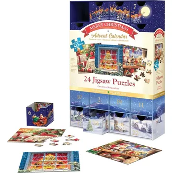 Puzzle Eurographics Puzzle Adventní kalendář Veselé Vánoce 24x 50 dílků