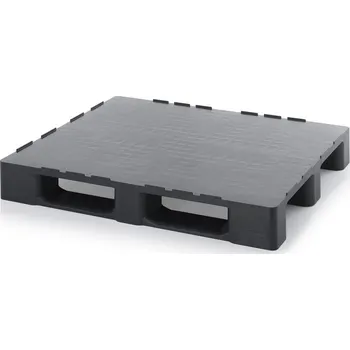 paleta ESD palety uzavřené s bezpečnostním okrajem 120 x 100 x 16,3 cm, se 2 ocelovými trubkami, se 3 ližinami - Dopravní černá - materiál: ESD PP - ESD HD 1210