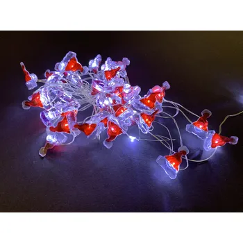 Vánoční dekorace Vnitřní vánoční mini řetez - Santova čepice (až 40 led na baterie) Osvětlení: Studená bílá 4m - 40 led diod