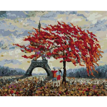 Diamondi Diamantové malování - ZAMILOVANÝ PÁR A EIFFELOVA VĚŽ Rozměr: 40x50 cm, Rámování: bez rámu a bez vypnutí plátna