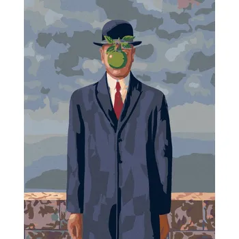 Diamondi Diamantové malování - SYN ČLOVĚKA (RENÉ MAGRITTE) Rozměr: 40x50 cm, Rámování: bez rámu a bez vypnutí plátna