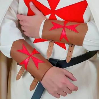 Karnevalový kostým House of Warfare Kožené nátepníky Templář s Maltézskými kříži