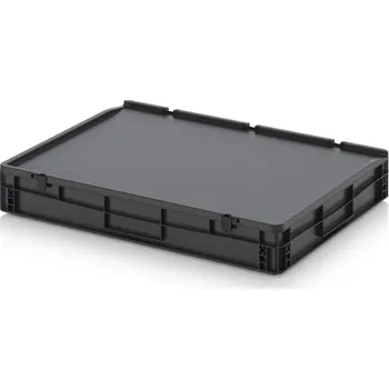 paleta ESD euro přepravky včetně víka s panty 80 x 60 x 14 cm - Dopravní černá - materiál: ESD PP - ESD ED 86/12 HG