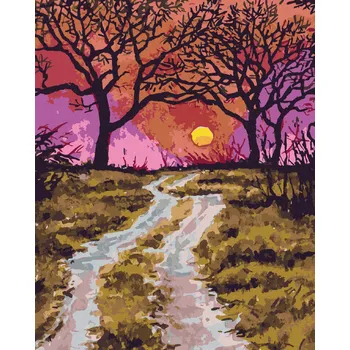 Hračka Diamondi Diamantové malování - CESTIČKA NA PODZIM A ZÁPAD SLUNCE Rozměr: 40x50 cm, Rámování: bez rámu a bez vypnutí plátna