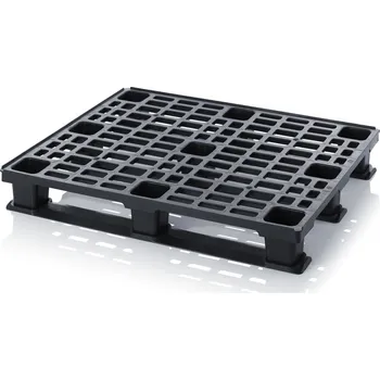 paleta Lehké palety s bezpečnostním okrajem 120 x 100 x 16,2 cm, se 3 ližinami - Dopravní černá - materiál: HD-PE-R - LP 1210K
