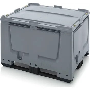 paleta Big boxy s uzamykatelným systémem SC 120 x 100 x 83 cm, 3 ližiny, UN approval - Stříbrošedá - materiál: 1 A nový materiál HD-PE - UN BBG 1210K SC