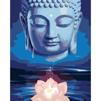 Diamondi Diamantové malování - MODRÝ BUDDHA S LOTOSEM Rozměr: 40x50 cm, Rámování: vypnuté plátno na rám