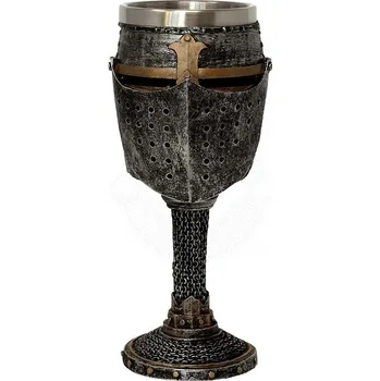 Replika zbraně MystiCalls Pohárová hrncová helma stříbrné barvy, částečně bronzovaná