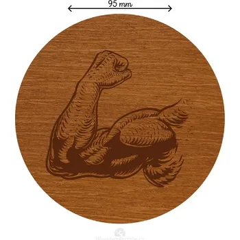 Podtácek WoodenPuzzle.cz Kulatý dřevěný podtácek s motivem - Biceps Počet: sada 6 ks