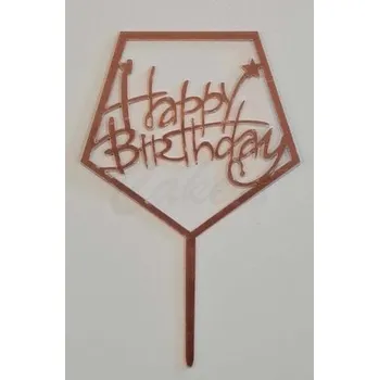 Jedlá dekorace na dort Růžový zápich Happy Birthday č.5