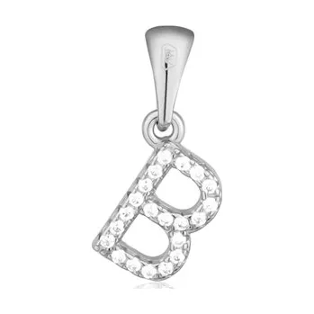 Přívěsek Stříbrný přívěšek písmeno B se zirkony STRZ1003BF