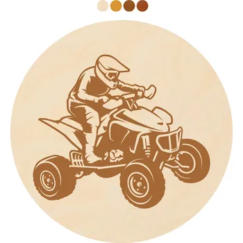 Podtácek WoodenPuzzle.cz Kulatý dřevěný podtácek s motivem - Čtyřkolka Počet: 1 kus