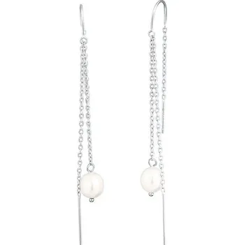 Náušnice Stříbrné provlékací náušnice s perlou
