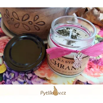 Svíčka Magická svíčka ze sojového vosku Ochrana (Přírodní svíčka ze sojového vosku pro ochranu vás i vašeho domova. Vyrobená ručně dle magických pravidel. Vonná dárková svíčka vhodná i jako milý dárek pro osobu, kterou chcete ochránit. Při jeho spalování)