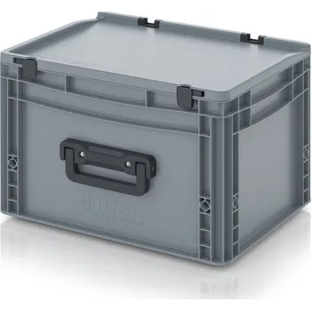 paleta Euro přepravky kufry 2GL 40 x 30 x 28,5 cm, zavřená - Stříbrošedá - materiál: PP - ED 43/27 HG 2GL