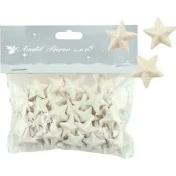 Vánoční dekorace Dekorace vánoční - Hvězdičky s glitry 50ks bílá, 2cm, 1979