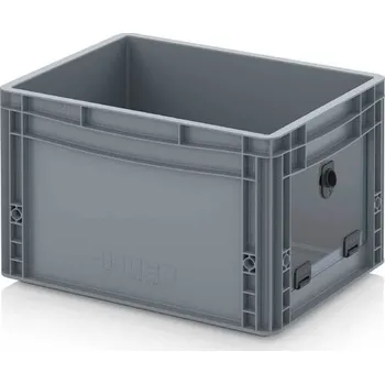 paleta Skladové otevřené přepravky V euroformátu s průhlednou deskou z akrylového skla 40 x 30 x 27 cm - Stříbrošedá - materiál: PP - EG SKS 43/27 HG