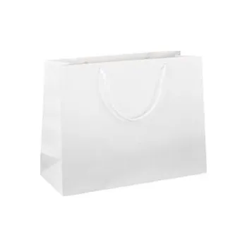 Papírová taška bílá Monza 370x120x290 mm LESKLÁ laminace