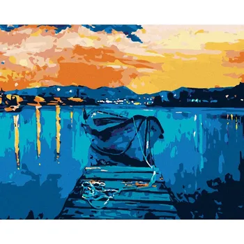 Hračka Diamondi Diamantové malování - MOLO S LOĎKOU NA MOŘI Rozměr: 40x50 cm, Rámování: bez rámu a bez vypnutí plátna