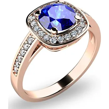 Oblečení a móda Dámský prsten růžové zlato 585/1000 přírodní diamant 0.90 ct G/SI tanzanitem a brilianty tanzanit 10766-CV-TAN velikost 56