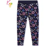 Dívčí zateplené legíny KUGO YL1041, tmavě modré (teplé dívčí legíny s motýly)