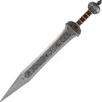 Marto Římský meč Gladius "Julius Caesar" – Stříbrná edice s hloubkovou rytinou