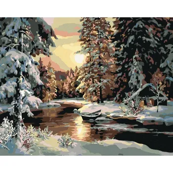 Hračka Diamondi Diamantové malování - ZÁPAD SLUNCE NAD LESEM Rozměr: 40x50 cm, Rámování: bez rámu a bez vypnutí plátna