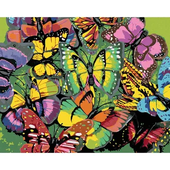 Hračka Diamondi Diamantové malování - HEJNO BAREVNÝCH MOTÝLŮ Rozměr: 40x50 cm, Rámování: bez rámu a bez vypnutí plátna