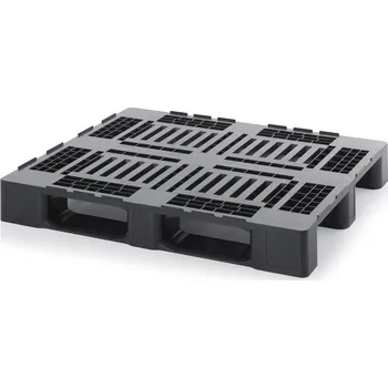 paleta Medium palety s bezpečnostním okrajem 120 x 100 x 16 cm, se 3 ližinami a výztuží z ocelové trubky - Dopravní černá - materiál: HD-PE-R - MPHD 1210