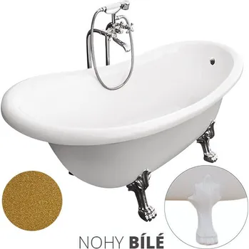 Vana Besco Akrylátová volně stojící vana Otylia Glam Z 160x77 (170x77) s přepadem Rozměry (cm): 160x77, Typ a barva výpustě: bez odpadového sifonu, Barva podpěrných nožek: Bílá