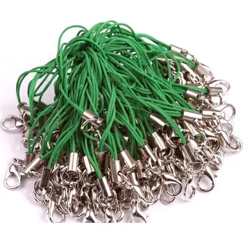 Korálek Šňůrka na mobil s karabinkou zelená tmavá č. 44