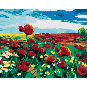 Hračka Diamondi Diamantové malování - VLČÍ MÁK NA POLI Rozměr: 40x50 cm, Rámování: bez rámu a bez vypnutí plátna