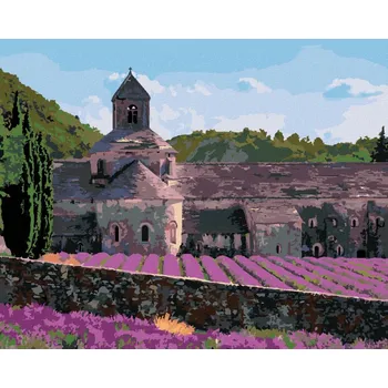 Hračka Diamondi Diamantové malování - LEVANDULOVÉ POLE U KLÁŠTERU SENANQUE V PROVANCE Rozměr: 40x50 cm, Rámování: vypnuté plátno na rám
