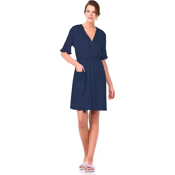 Dámské noční prádlo Vamp - Jednobarevný dámský župan 14945 - Vamp blue crest M