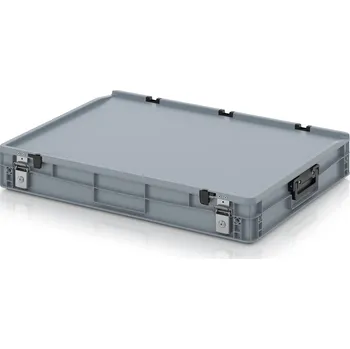 paleta Euro přepravky kufry s uzamykatelným systémem 2G 80 x 60 x 13,5 cm, zavřená - Stříbrošedá - materiál: PP - ED 86/12 HG 2G 2S