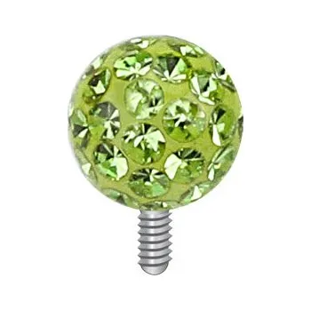 Piercing Šperky4U Microdermal - ozdobná část kulička - zelené zirkony, 4 mm - MD01003-G