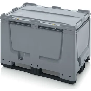 paleta Big boxy s uzamykatelným systémem SA/SC 120 x 80 x 83 cm, 3 ližiny - Stříbrošedá - materiál: 1 A nový materiál HD-PE - BBG 1208K SASC