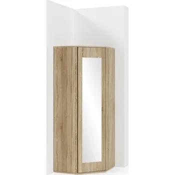 Šatní skříň Rohová šatní skříň Emi se zrcadlem, v dubu sonoma, bílé matné, grafit nebo v kombinaci artisan/černá, 70 x 70 x 185 cm