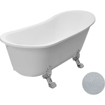 Vana Besco Akrylátová volně stojící vana Olaya Glam S 160x68 bez přepadu Typ a barva výpustě: bez odpadového sifonu, Barva podpěrných nožek: Chrom