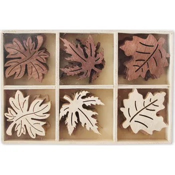Listy přízdoba dřevo 24cm/4cm mix