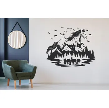 Samolepící dekorace Lepy.cz Samolepka na zeď Koně Velikost (šířka x výška): 80x64cm, Barevná varianta: Světle zelená