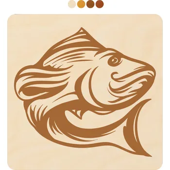 Podtácek WoodenPuzzle.cz Čtvercový dřevěný podtácek s motivem - Ryba Počet: sada 6 ks