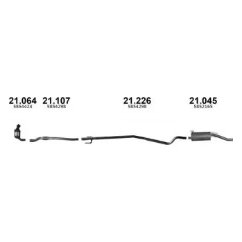 Výfukový systém Výfuková trubka, 13107608, 5854298, IZAWIT, 21.226A