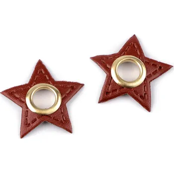 Průchodka s koženkovou hvězdou k našití, průvlek 8 mm