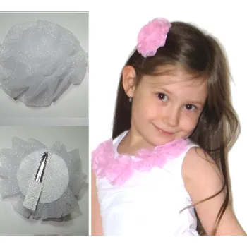 Tylová květina sponka do vlasů sněhově bílá