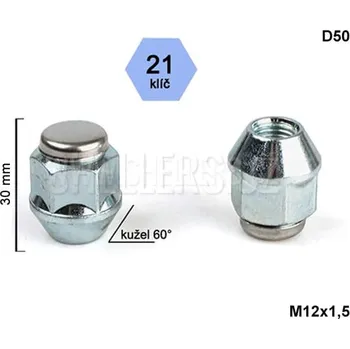 Matice na kolo Kolová matice M12x1,5 kužel , MAZDA, klíč 21, D50 výška 30