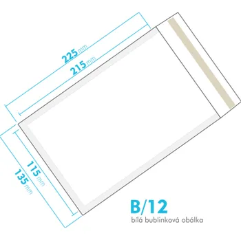 Obálka Bílá bublinková obálka B/12 vnitřní rozměr 115x215 mm