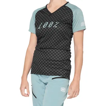 cyklistický dres Bike dres 100% Wms Airmatic Jersey seafoam checkers XL 2021 - Odesíláme do 24 hodin