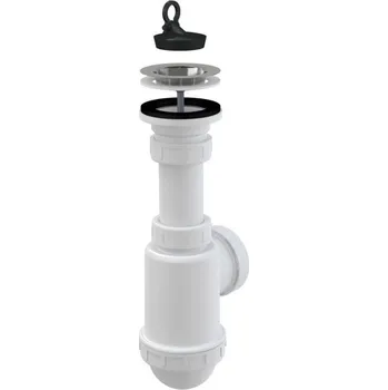 Sifon CONCEPT dřezový sifon pr.50/40mm, s výpustí, s nerezovou mřížkou, PP/nerez, bílá/chrom, PT100441