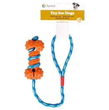 Hračka pes kost ježatá na šnůře 45cm